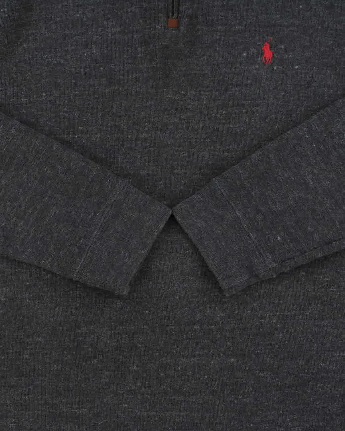 Vintage Polo Ralph Lauren Marl Grey Quarter-Zip Sweatshirt - XXL sold by Rokit product image thumbnail 4