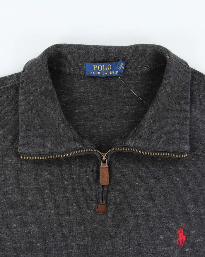 Vintage Polo Ralph Lauren Marl Grey Quarter-Zip Sweatshirt - XXL sold by Rokit product image thumbnail 5