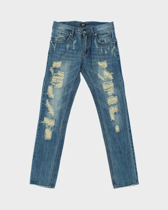 Vintage Y2K 00s D&G Audacious Distressed Skinny Fit Denim Jeans - W30 L32 made by Dolce & Gabanna