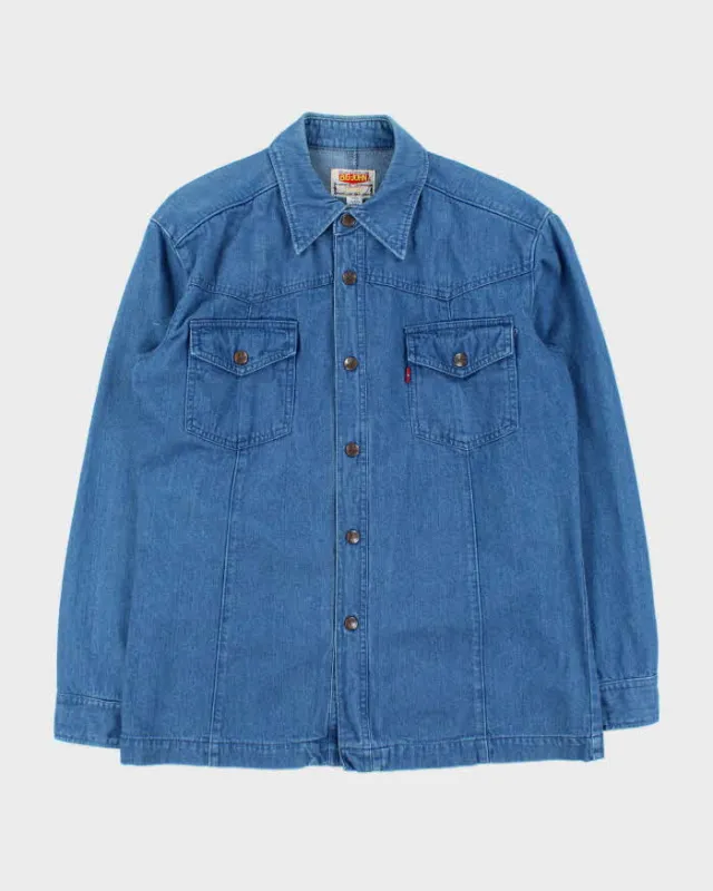 Vintage 1990s Big John Heavyweight Snap Button Japanese Denim Long Sleeve Shirt - L made by Rokit