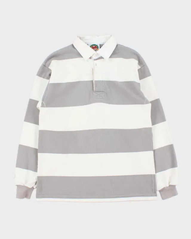 Vintage 1990s Barbarian American Heavyweight Striped Long Sleeve Rugby Shirt - S sold by Rokit