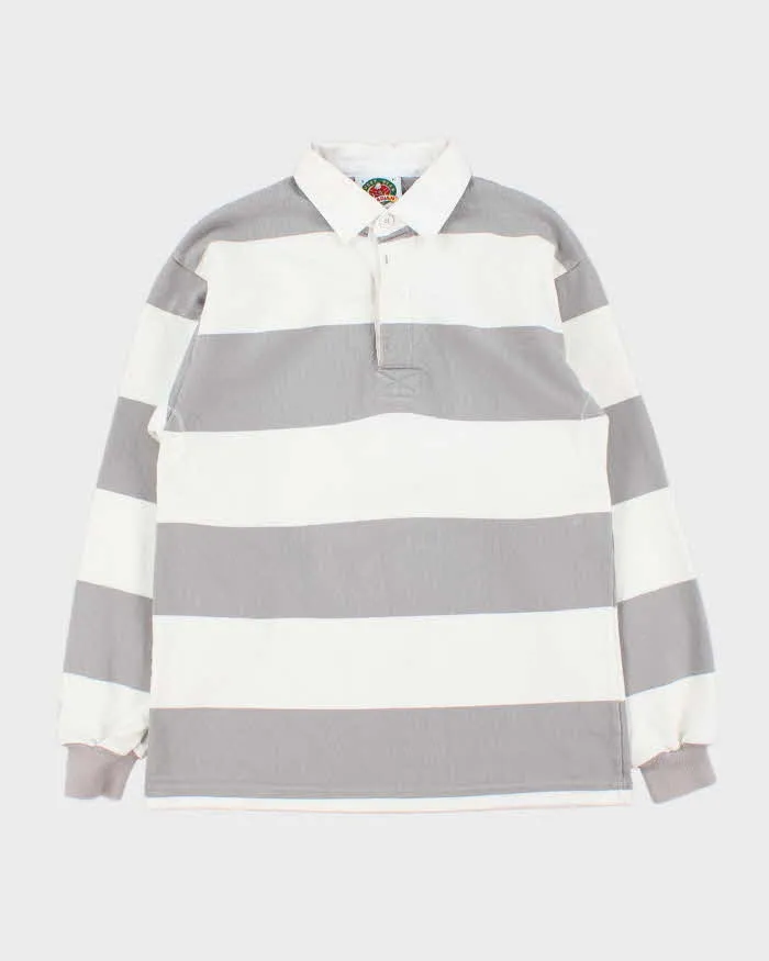 Vintage 1990s Barbarian American Heavyweight Striped Long Sleeve Rugby Shirt - S sold by Rokit