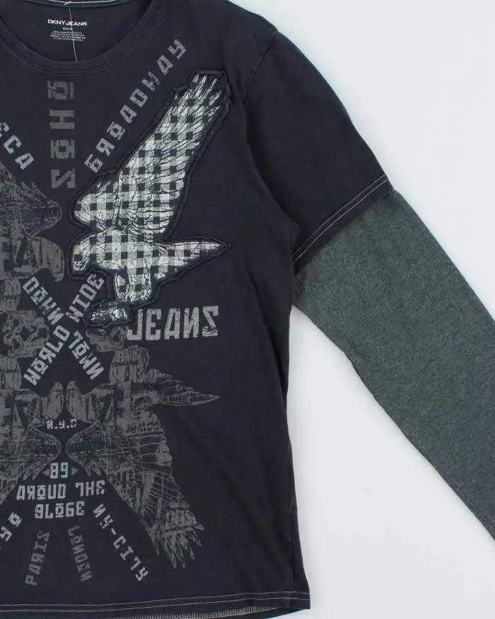 Vintage Y2K 00s DKNY Jeans Double Layer Graphic Long Sleeve T-Shirt - M sold by Rokit product image thumbnail 3