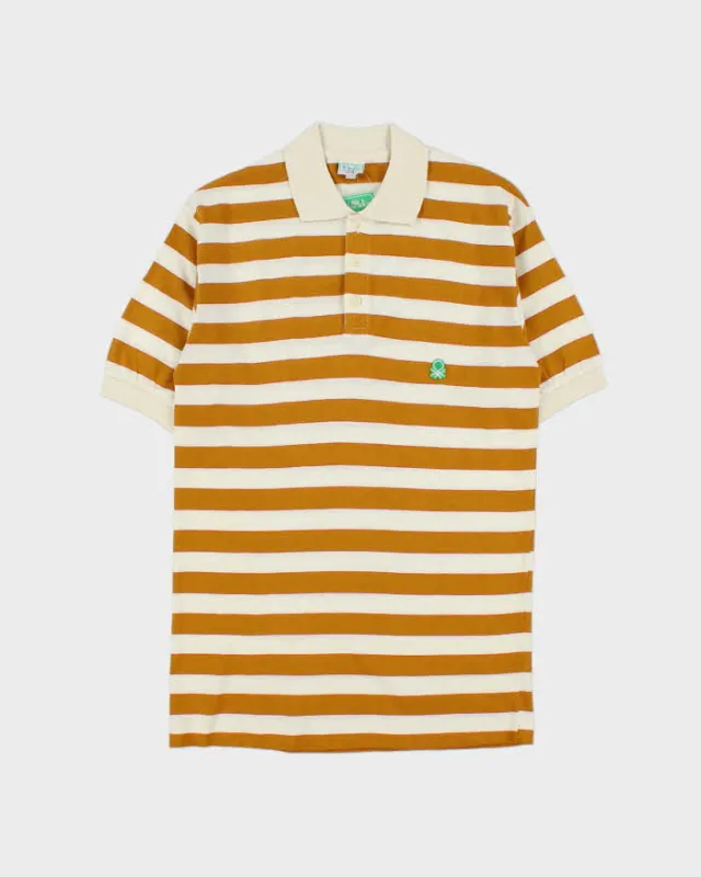 DSWT 1980s Benetton Stripe Polo Shirt - S made by United Colors Of Benetton