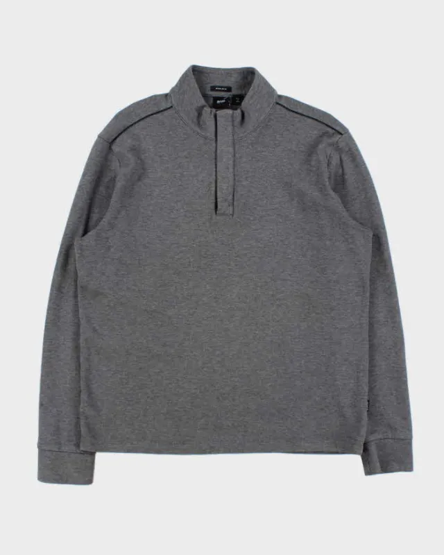Vintage Hugo Boss Marl Grey Regular Fit Quarter-Zip Sweatshirt - XL made by Hugo Boss