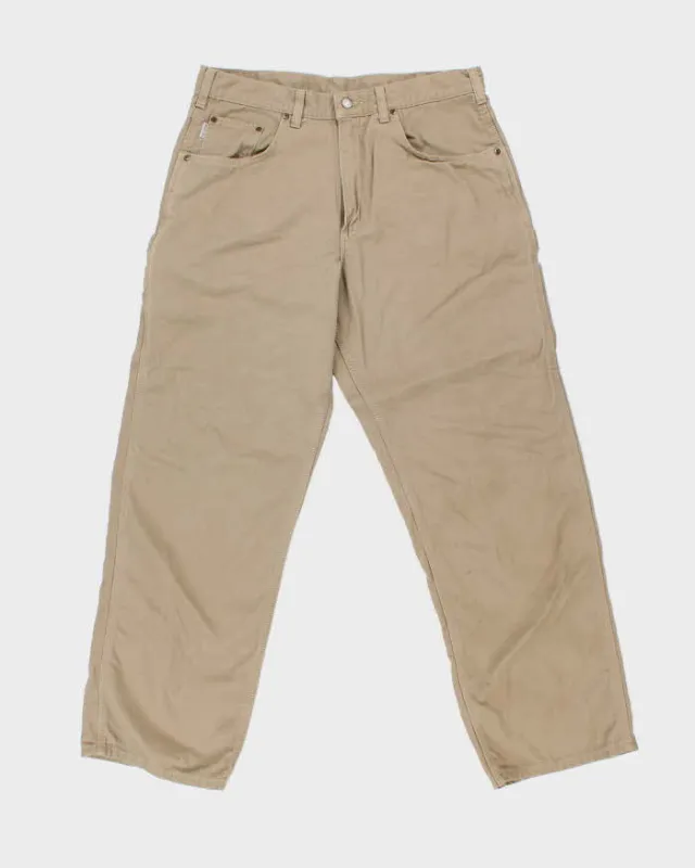 Vintage Carhartt B159 Golden Khaki Loose Original Fit Canvas Carpenter Trousers - W36 L32 sold by Rokit