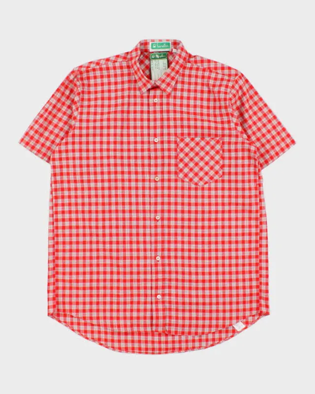 DSWT 1980s Benetton Check Short Sleeve Shirt - L sold by Rokit