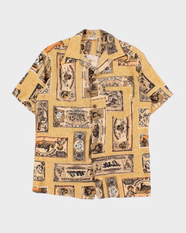 Vintage 1970s Made In USA Dollar Print Hawaiian Shirt - M made by Rokit