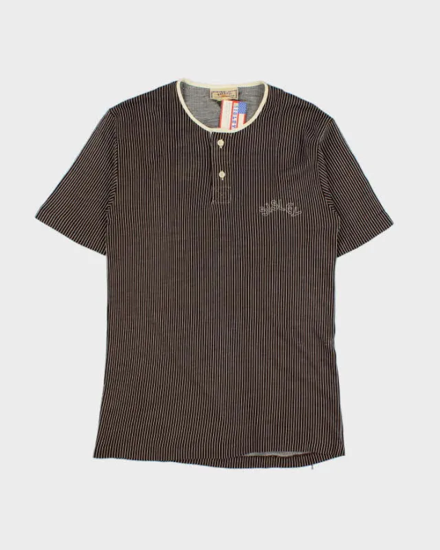 Deadstock 1980s Sisley Stripe Quarter-button T-shirt - S made by Rokit