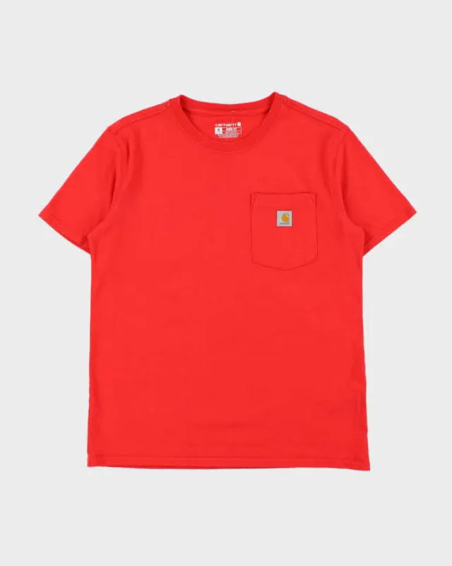 Vintage Carhartt Women's Loose Fit Coral Crewneck Pocket T-Shirt - M sold by Rokit