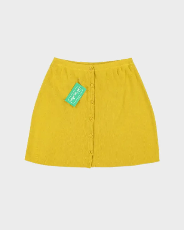 DSWT 1980s Benetton Angora & Wool Button-up Mini Skirt - XS made by United Colors Of Benetton