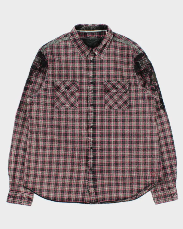 Vintage Y2K 00s Guess Embroidered Tartan Long Sleeve Shirt - XL made by Guess