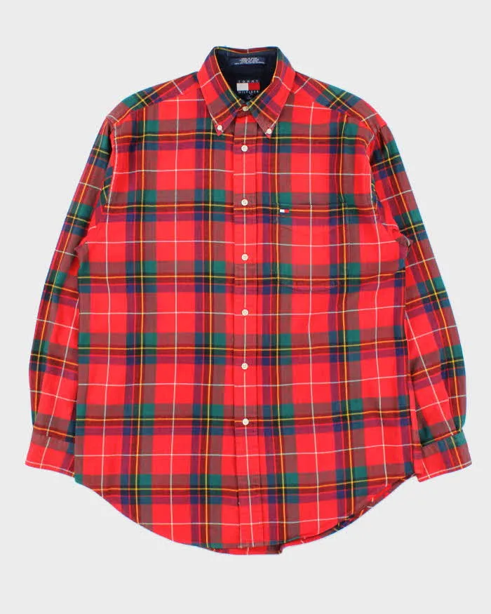 Vintage 1990s Tommy Hilfiger Heavyweight Tartan Long Sleeve Flannel Shirt - S sold by Rokit
