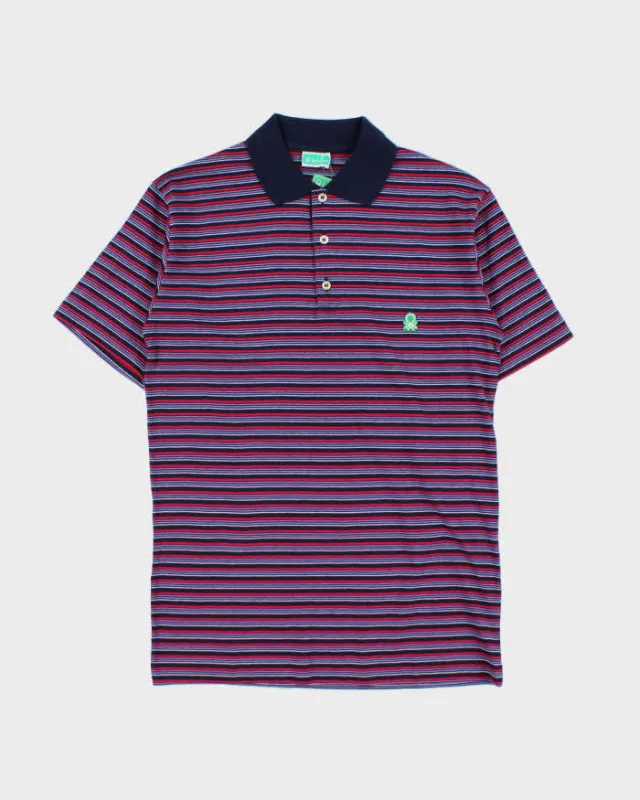 DSWT 1980s Benetton Stripe Polo Shirt - S made by United Colors Of Benetton