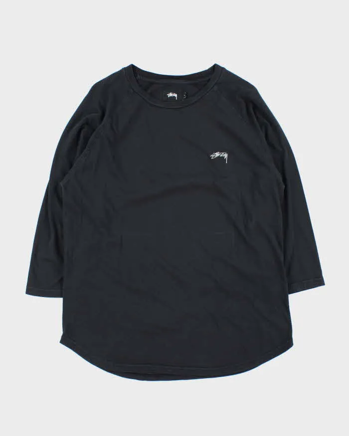 Vintage Stussy Embroidered Crewneck Raglan T-Shirt - L sold by Rokit