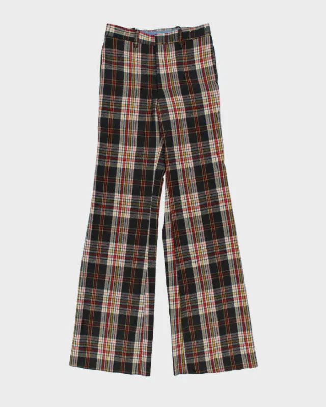 Vintage 1970s Rendale Wool Blend High Waisted Tartan Bell Bottom Flared Trousers - W30 L34 made by Rokit