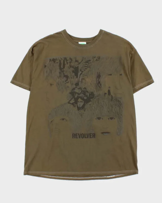 Vintage 2005 Beatles Revolver Record Khaki Crewneck T-Shirt - XL made by Rokit