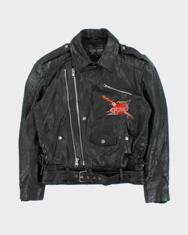 Vintage 1990s Cosa Nova Die Hard Double Zip Classic Leather Biker Jacket - S sold by Rokit