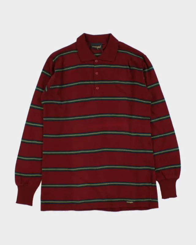 Deadstock 1970s Wrangler Stripe Long Sleeve Polo Shirt - M made by Wrangler