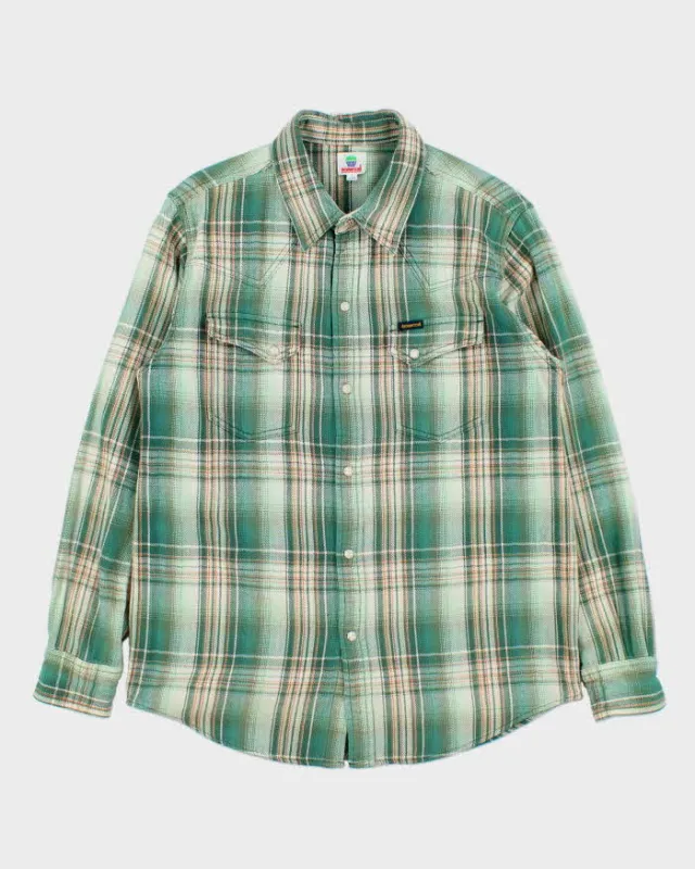 Vintage Texwood Apple Heavyweight Plaid Western Pearl Snap Button Long Sleeve Flannel Shirt - L made by Rokit