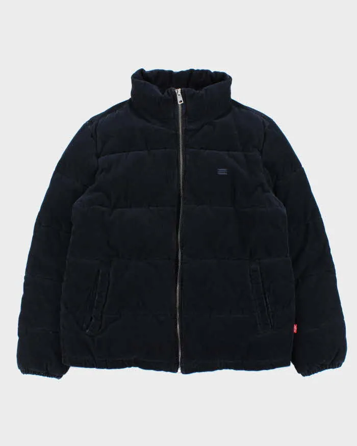Levi's Corduroy Navy Puffer Jacket - M sold by Rokit