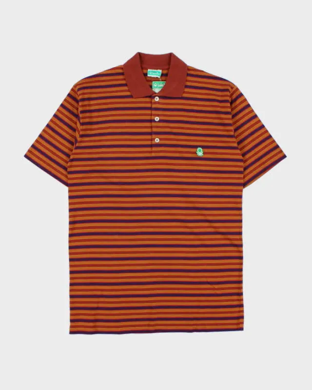 DSWT 1980s Benetton Stripe Polo Shirt - S made by United Colors Of Benetton