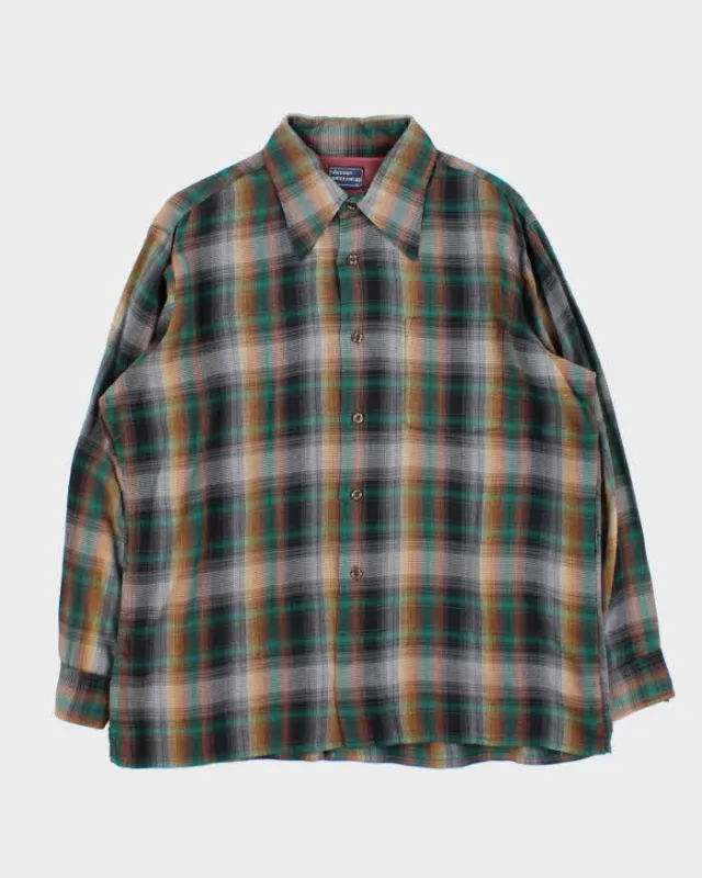 Vintage 1970s Arrow 'Hunter Checks' Long Sleeve Plaid Flannel Shirt - XL made by Arrow