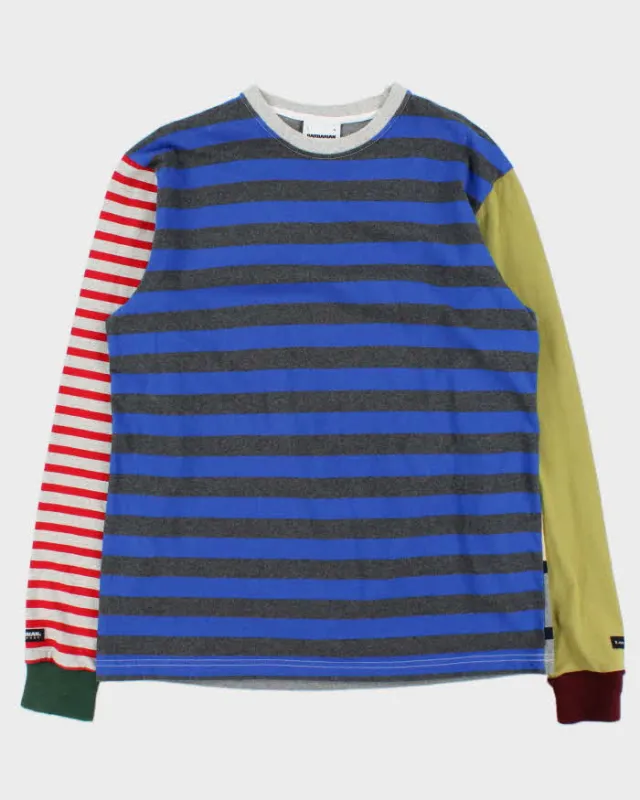 Vintage Raised By Wolves x Barbarian Striped Block Heavyweight Crewneck Long Sleeve T-Shirt - L sold by Rokit