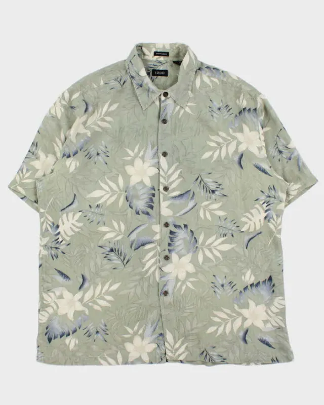 Vintage Y2K 00s Izod Pure Silk Floral Short Sleeve Shirt - XL sold by Rokit