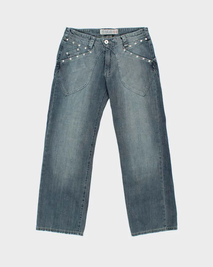 Vintage Y2k 00s Wei Bao Long Studded Wide Leg Jeans - W32 L29 sold by Rokit