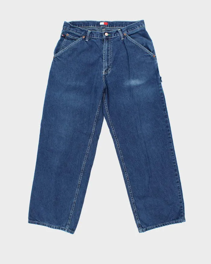Vintage 1990s Tommy Hilfiger Wide Leg Denim Carpenter Jeans - W34 L30 sold by Rokit