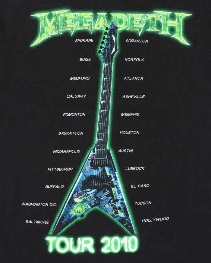 Vintage MegaDeth Dave Mustaine 2010 Tour Anvil Pre Shrunk Crewneck T-Shirt - L sold by Rokit product image thumbnail 5