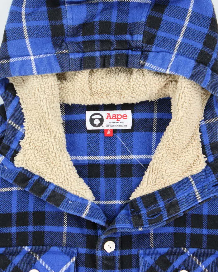 Vintage Aape By A Bathing Ape Plaid Fleece Lined Hooded Heavyweight Flannel Shirt - M sold by Rokit product image thumbnail 5