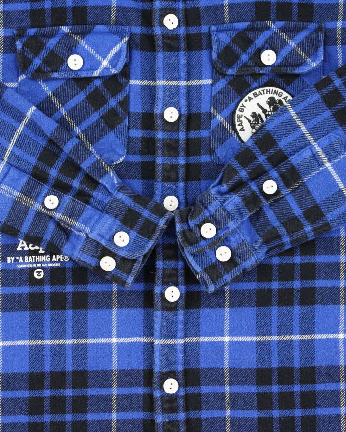 Vintage Aape By A Bathing Ape Plaid Fleece Lined Hooded Heavyweight Flannel Shirt - M sold by Rokit product image thumbnail 4