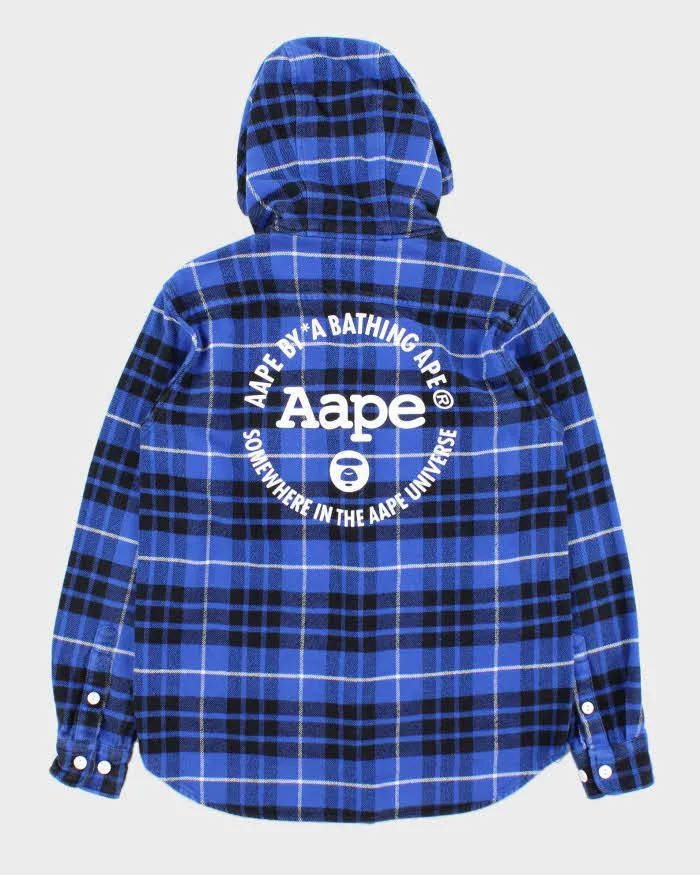 Vintage Aape By A Bathing Ape Plaid Fleece Lined Hooded Heavyweight Flannel Shirt - M sold by Rokit product image thumbnail 2