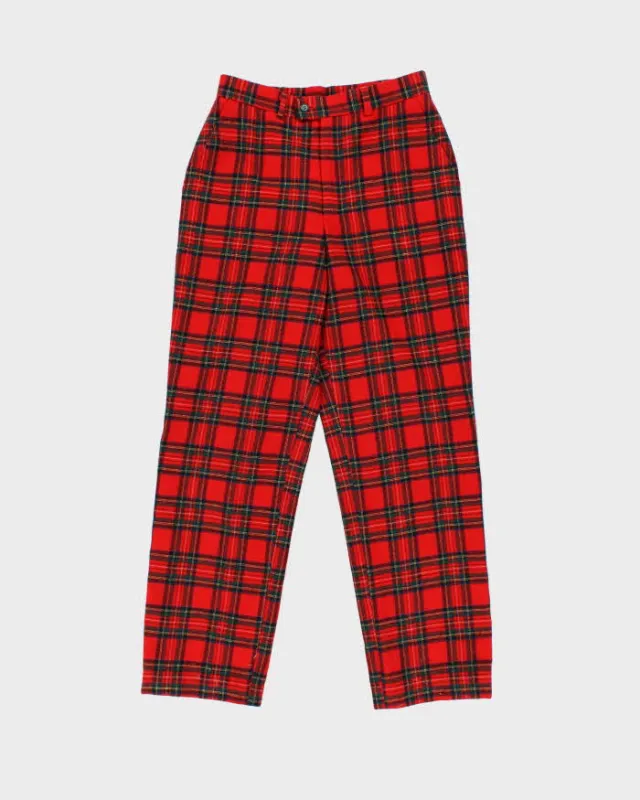 Vintage 1990s Pure Wool Royal Stewart Tartan Relaxed Fit Trousers - W28 L29 made by Rokit