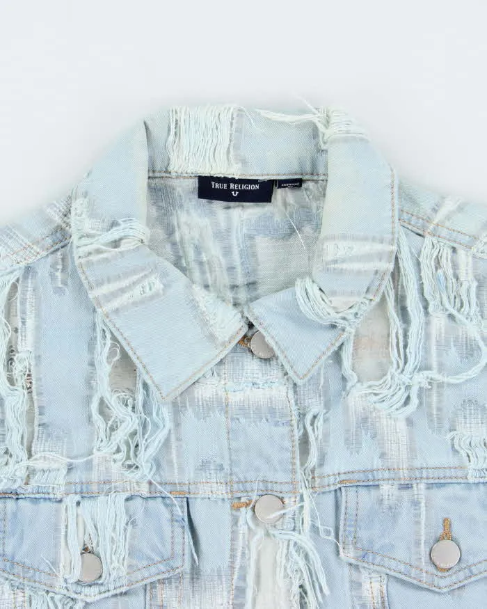 Vintage True Religion Frayed Sheer Light Wash Denim Jacket - L sold by Rokit product image thumbnail 5