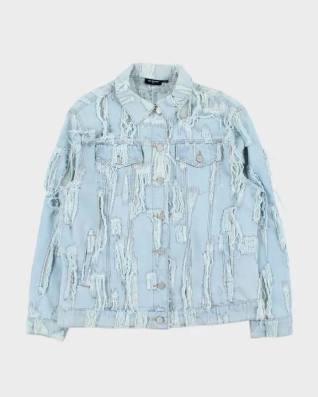 Vintage True Religion Frayed Sheer Light Wash Denim Jacket - L made by True Religion
