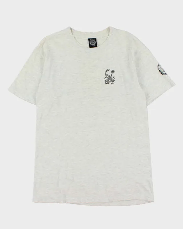 Vintage 1990s Scorpion Bay Marl Grey Made In USA Crewneck T-Shirt - L sold by Rokit