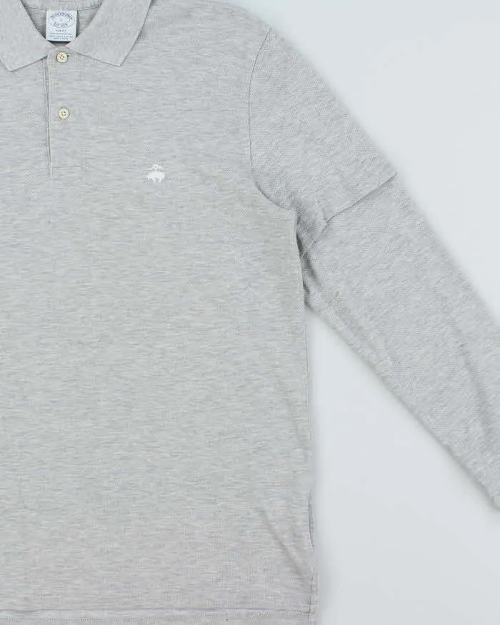 Vintage Y2K 00s Brooks Brothers Supima Slim Fit Marl Grey Layered Long Sleeve Polo Shirt - L sold by Rokit product image thumbnail 3