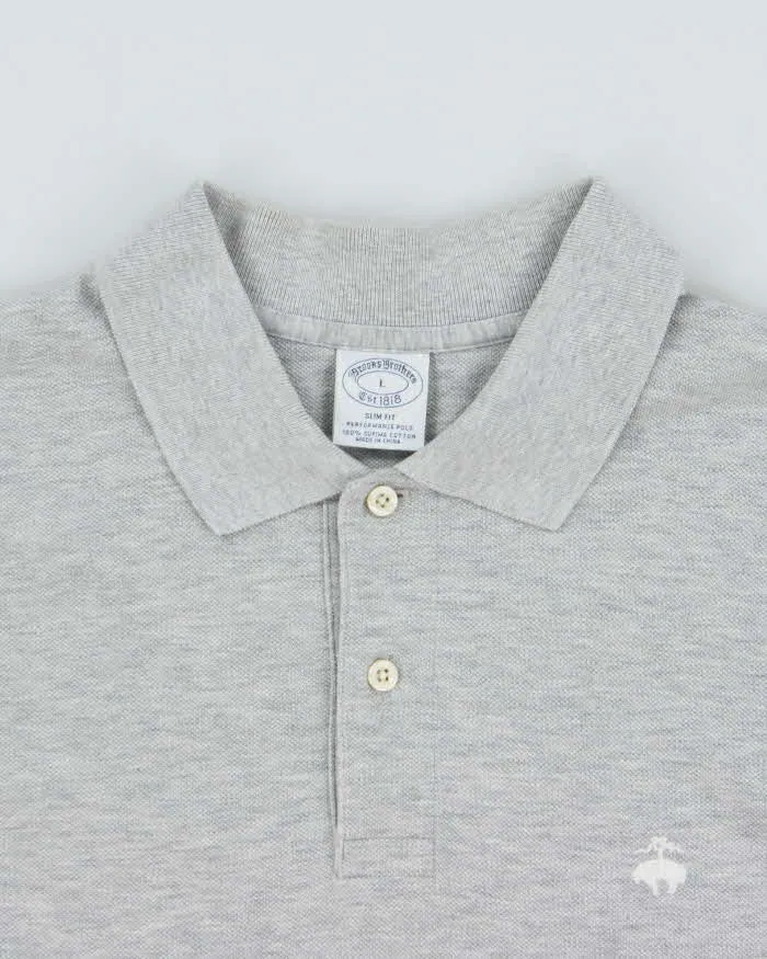Vintage Y2K 00s Brooks Brothers Supima Slim Fit Marl Grey Layered Long Sleeve Polo Shirt - L sold by Rokit product image thumbnail 5