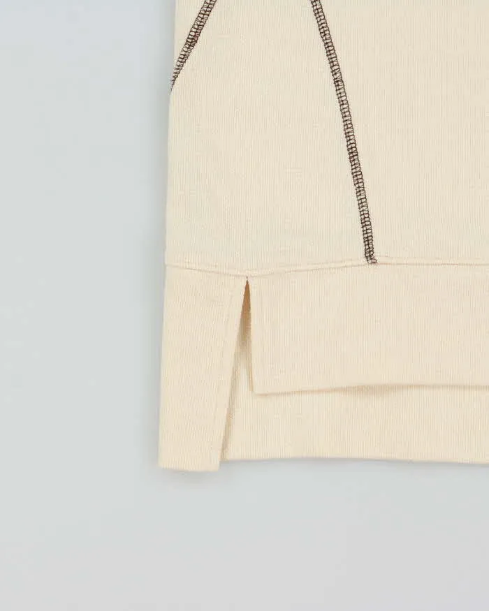 Studio CLIP Japan Contrast Stitch Women's Cream Boxy Sweatshirt - L sold by Rokit product image thumbnail 4