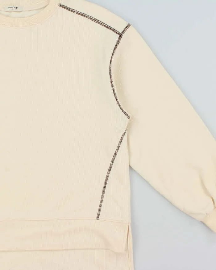 Studio CLIP Japan Contrast Stitch Women's Cream Boxy Sweatshirt - L sold by Rokit product image thumbnail 3
