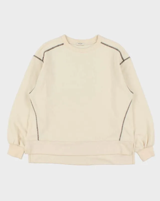 Studio CLIP Japan Contrast Stitch Women's Cream Boxy Sweatshirt - L sold by Rokit