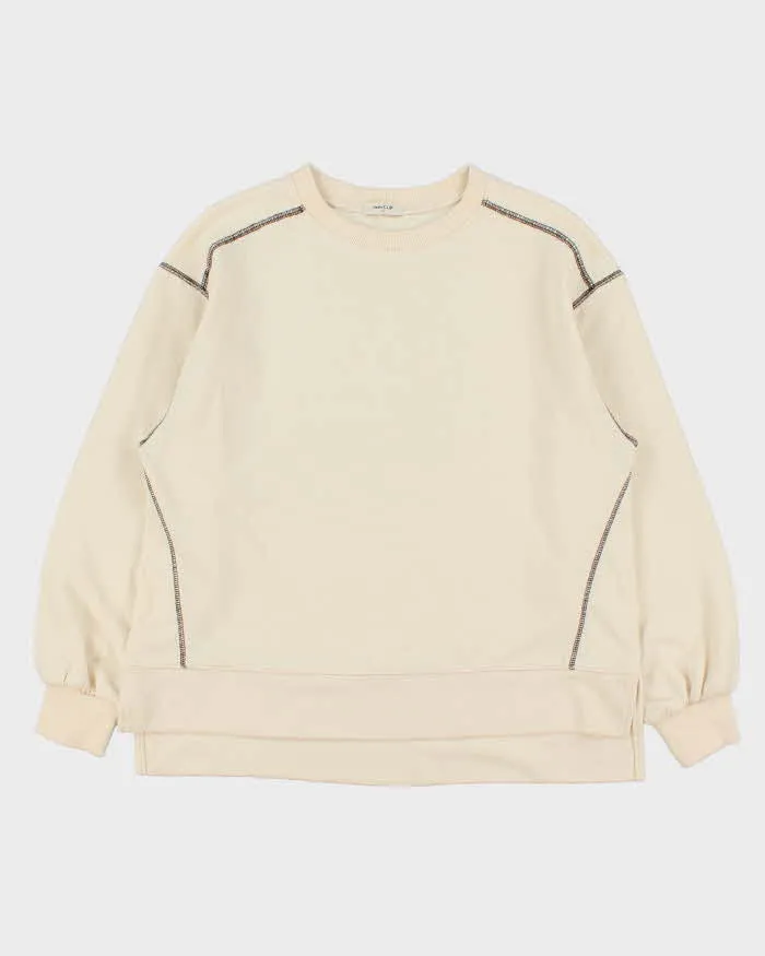 Studio CLIP Japan Contrast Stitch Women's Cream Boxy Sweatshirt - L sold by Rokit