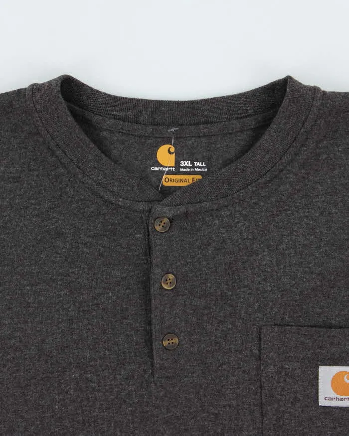 Vintage Carhartt Grey Marl Original Fit Long Sleeve Henley T-Shirt - XXXL sold by Rokit product image thumbnail 5