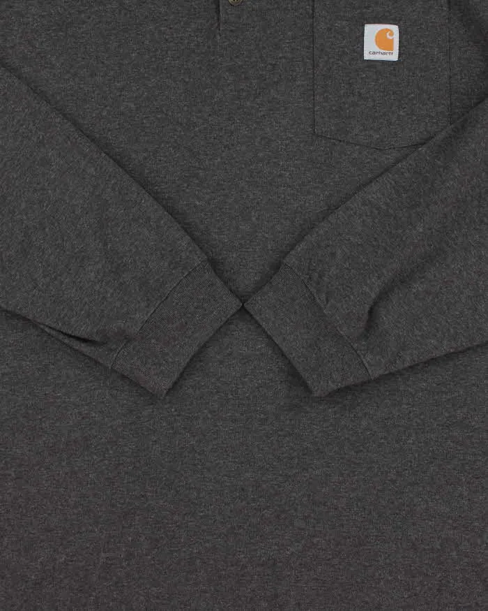 Vintage Carhartt Grey Marl Original Fit Long Sleeve Henley T-Shirt - XXXL sold by Rokit product image thumbnail 4