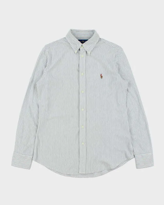 Vintage Ralph Lauren Oxford Knit Striped Women's Long Sleeve Shirt - L made by Ralph Lauren