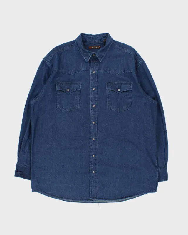 Vintage Y2K 00s Roper Heavyweight Snap Button Western Long Sleeve Denim Shirt - XXL made by Roper