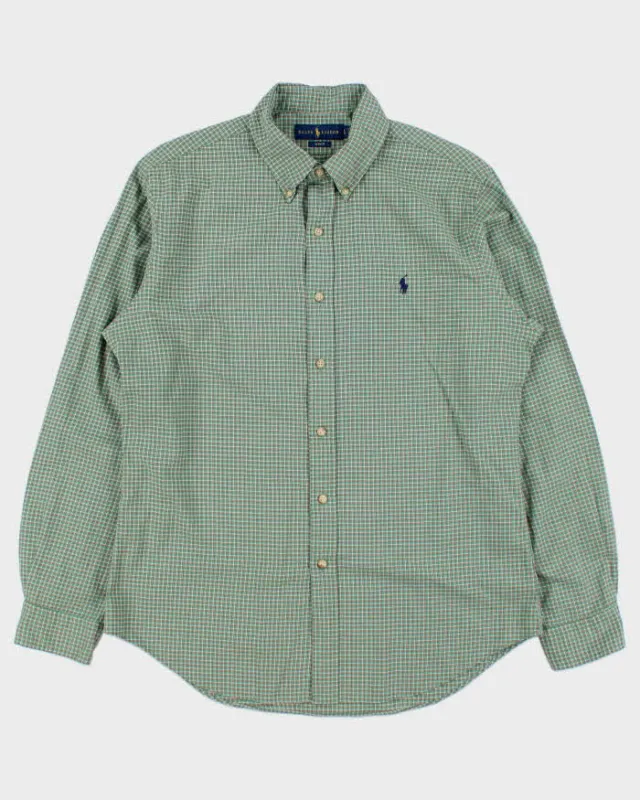 Vintage Ralph Lauren Grid Check Slim Fit Long Sleeve Shirt - L sold by Rokit